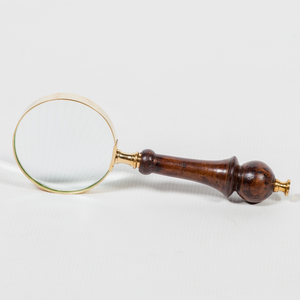 Brass Magnifying Glass With Wooden Handle Furniture - La Maison Chic 